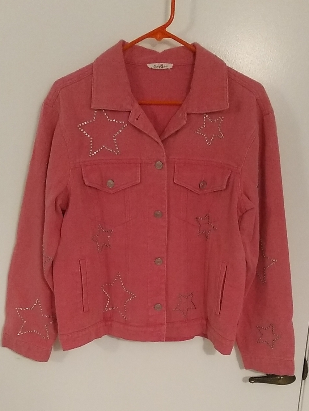 GeeGee Cotton Pink Star-Embellished Jean Jacket